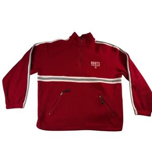 Vintage Roots Athletic 25 Year Fleece Red Half Zip Pullover Made in Canada Sz S